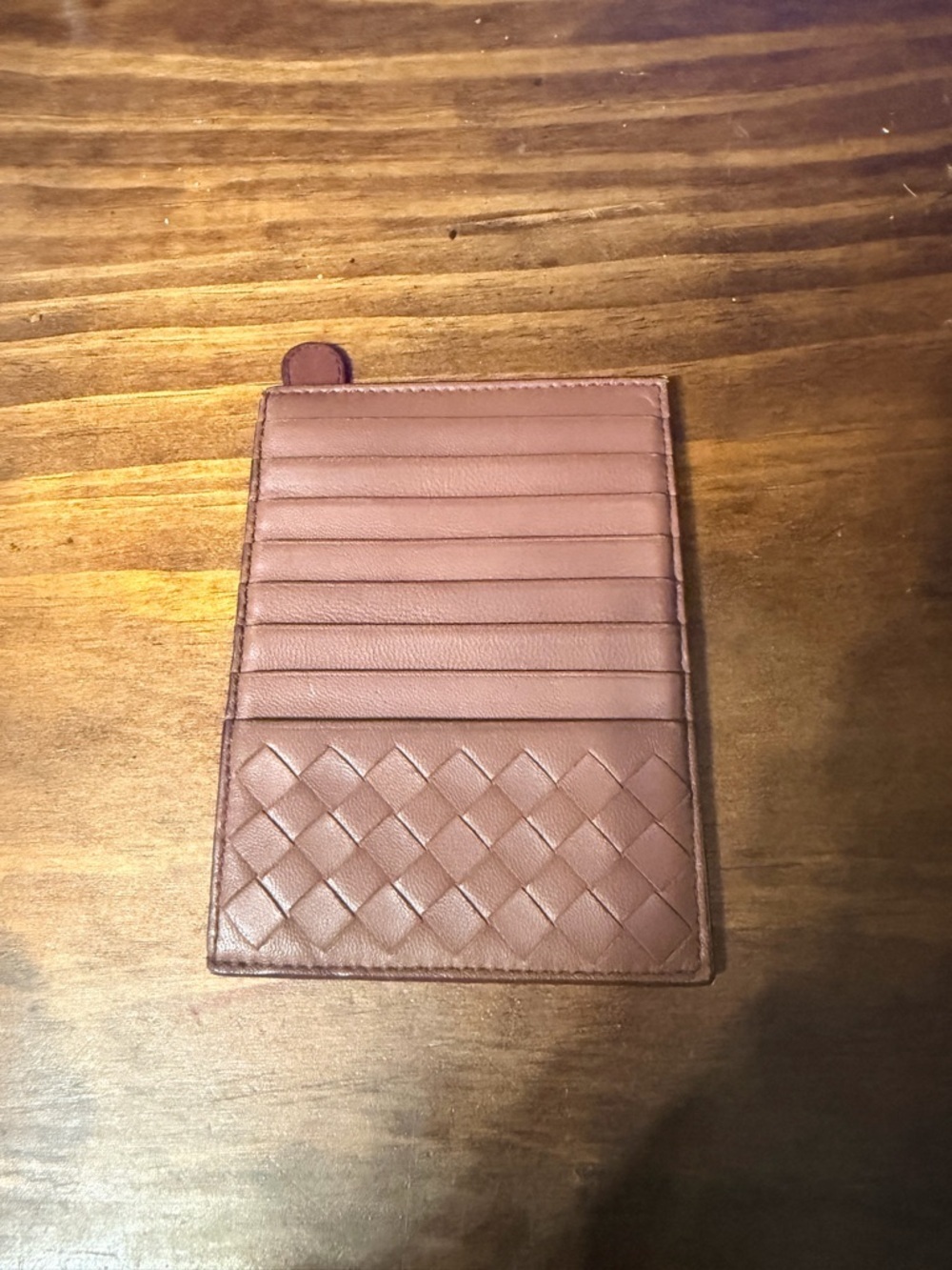 Bottega Veneta Brown Woven Leather Card Holder